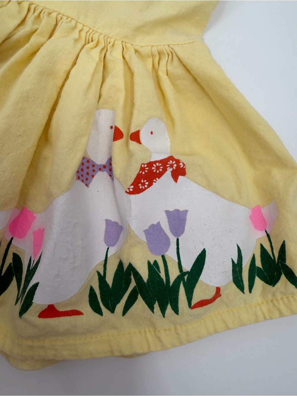 Ann Labay Originals Vintage Girls Yellow Geese Dress 3T 4T Cottagecore Ruffle - Picture 7 of 7